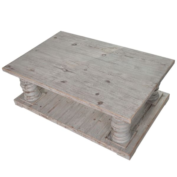 Rustic Distressed Gray Chunky Coffee Table