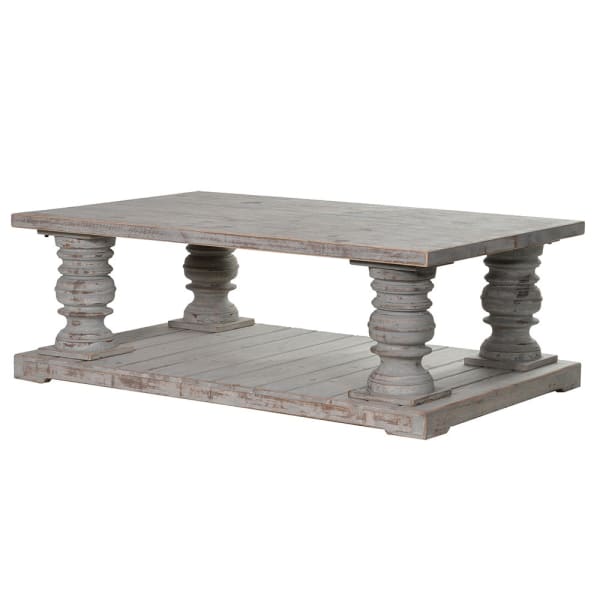 Rustic Distressed Gray Chunky Coffee Table