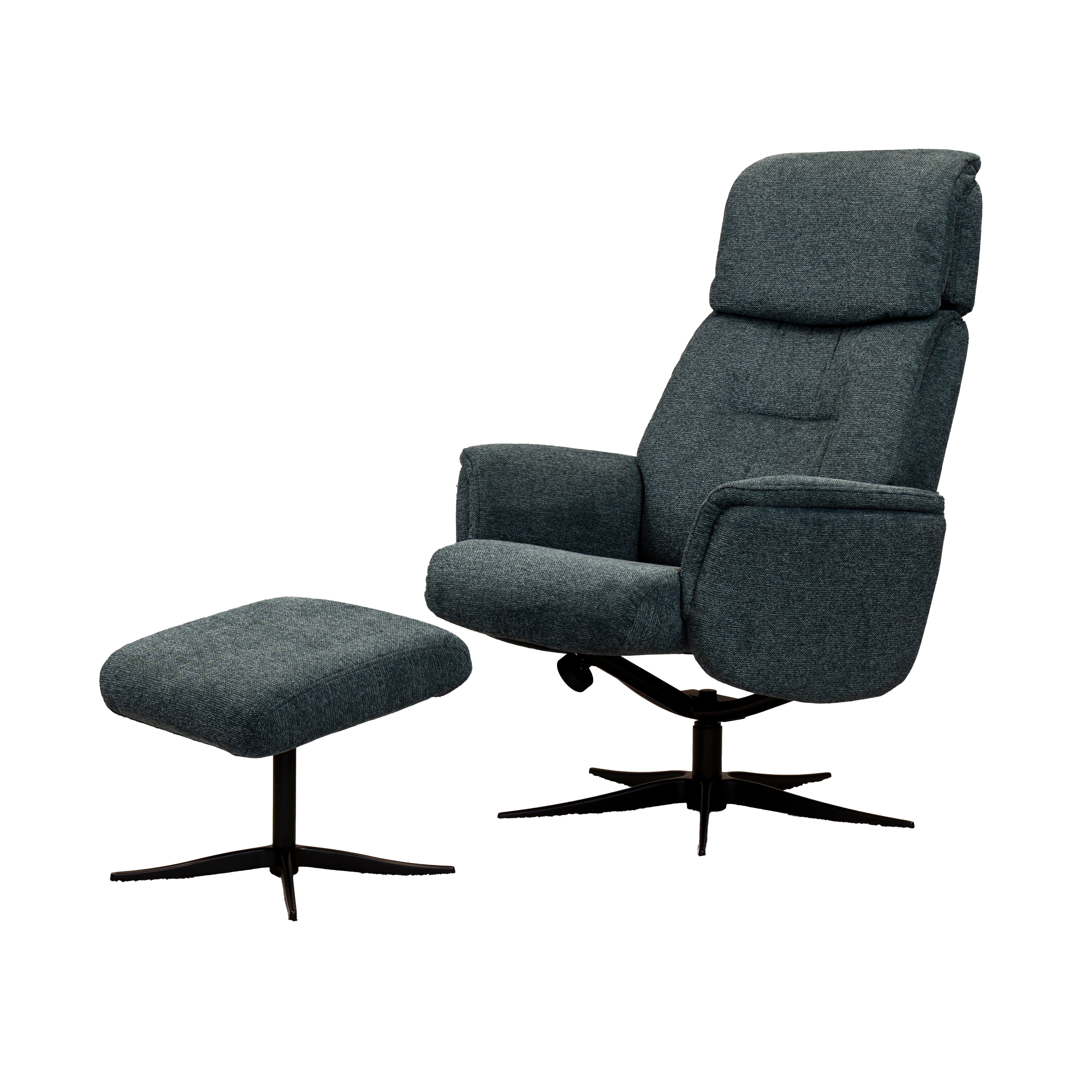 Savannah Recliner Chair with Ottoman in Ocean Blue