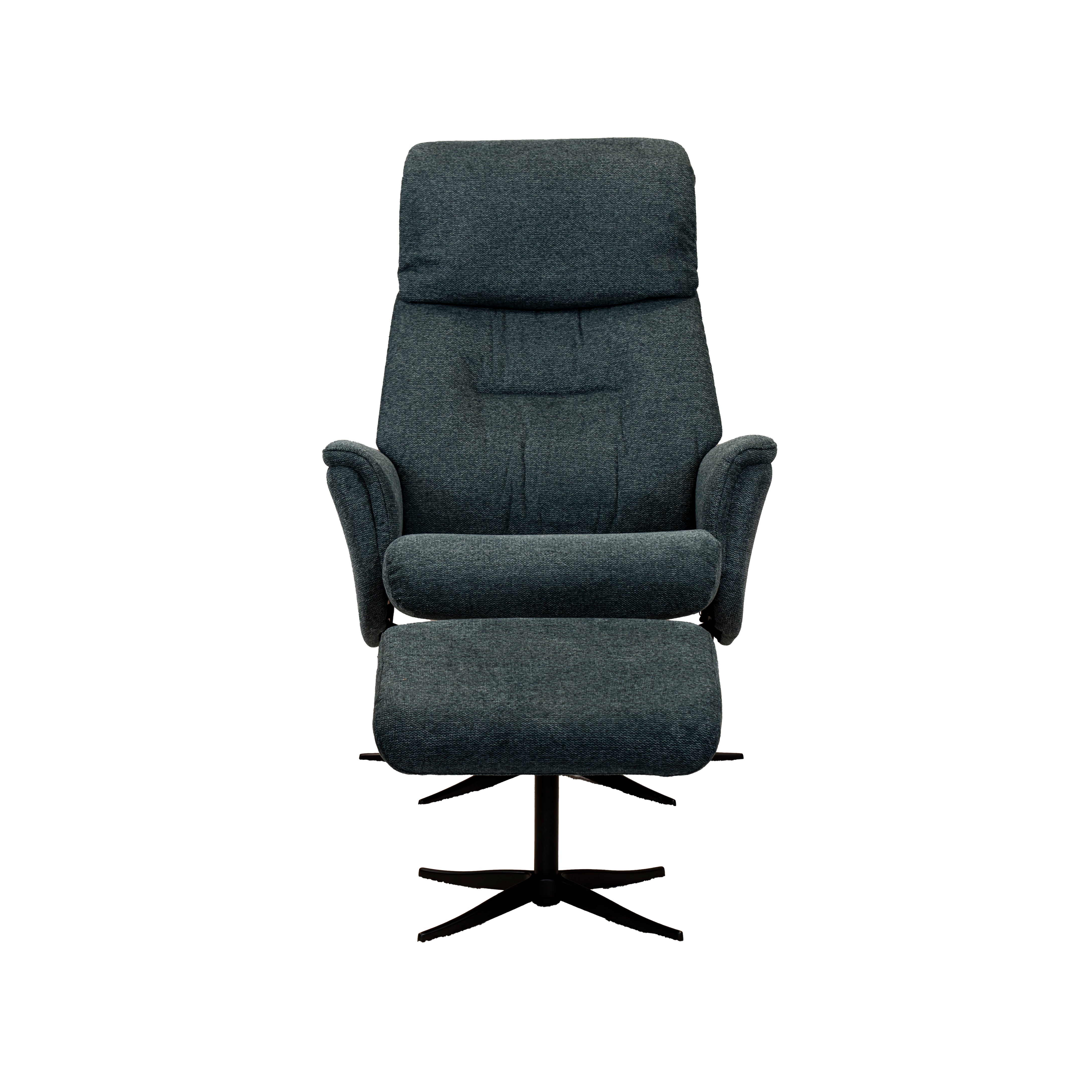 Savannah Recliner Chair with Ottoman in Ocean Blue