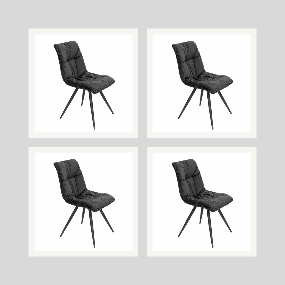 Anna Dark Grey Velvet Dining Chair Set of 4