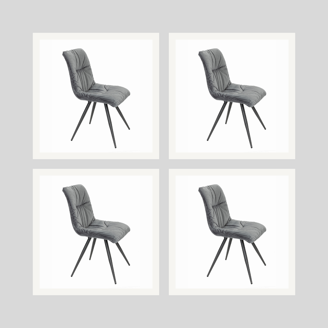 Anna Light Grey Velvet Dining Chair Set of 4