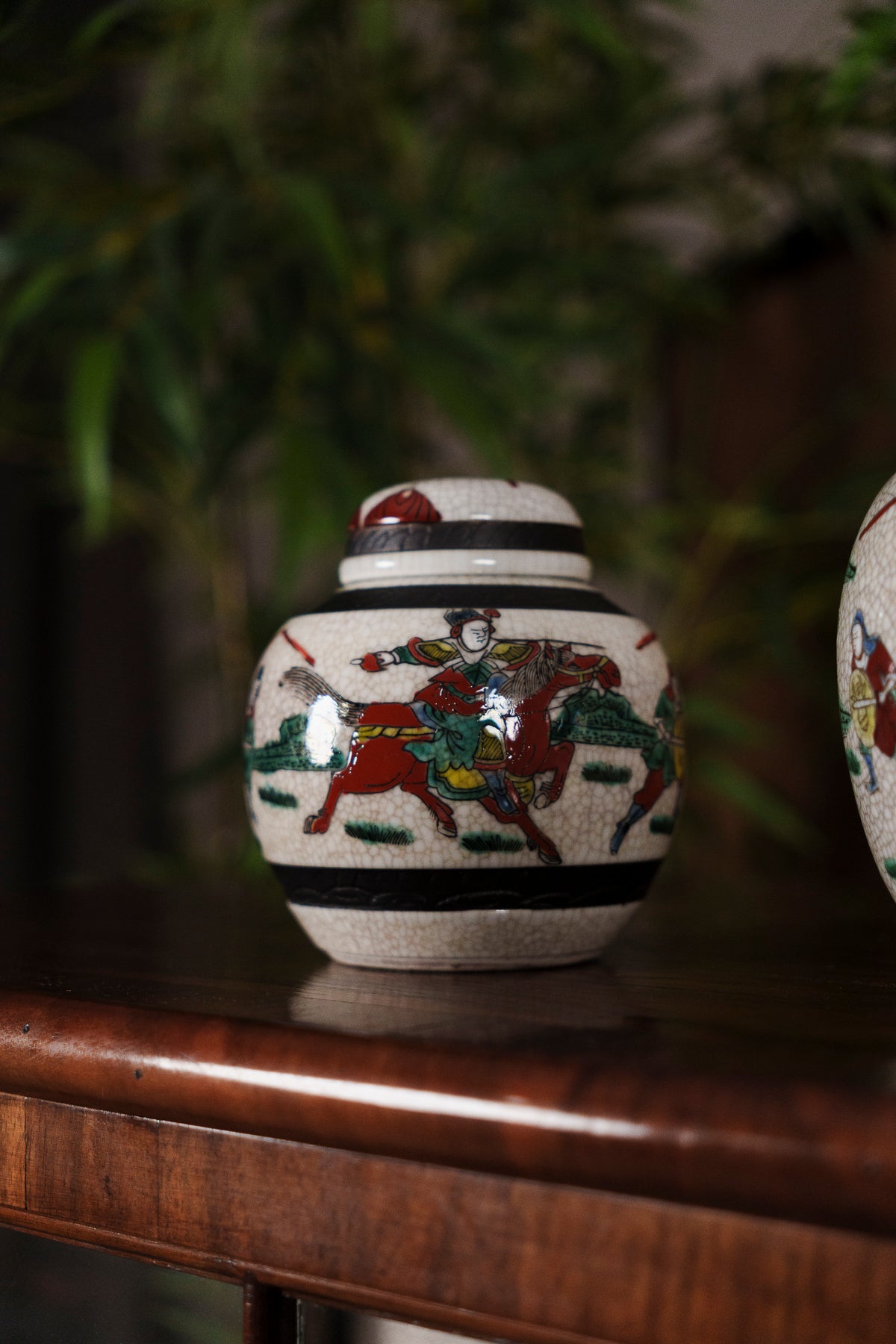 Antique Set of 4 Crackled Glazed Ginger Jars