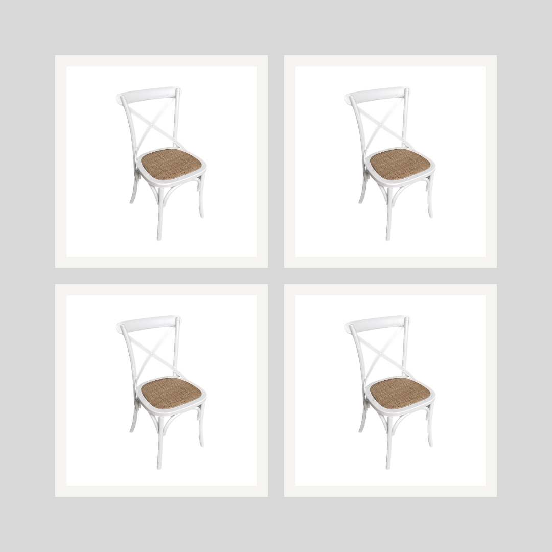 Malta Bentwood Bistro X-Back Dining Chair - White Set of 4