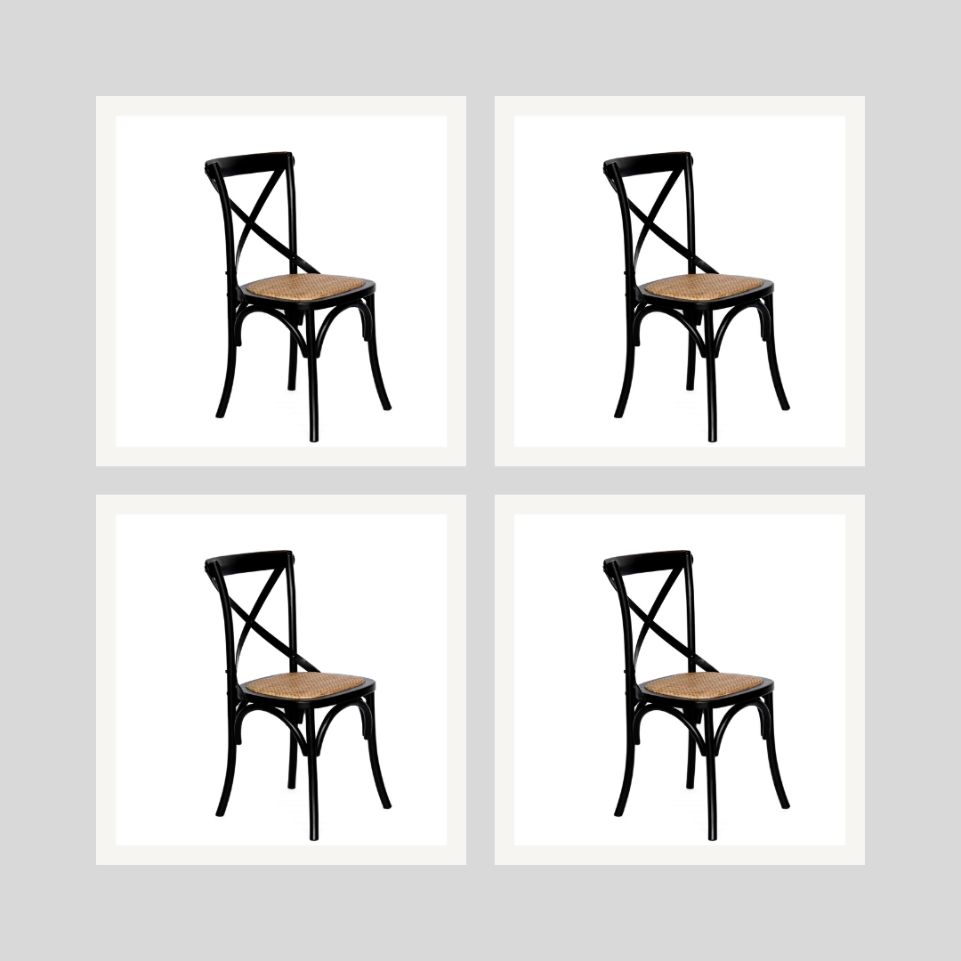 Malta Bentwood Bistro Cross Back Dining Chair - Black Set of 4