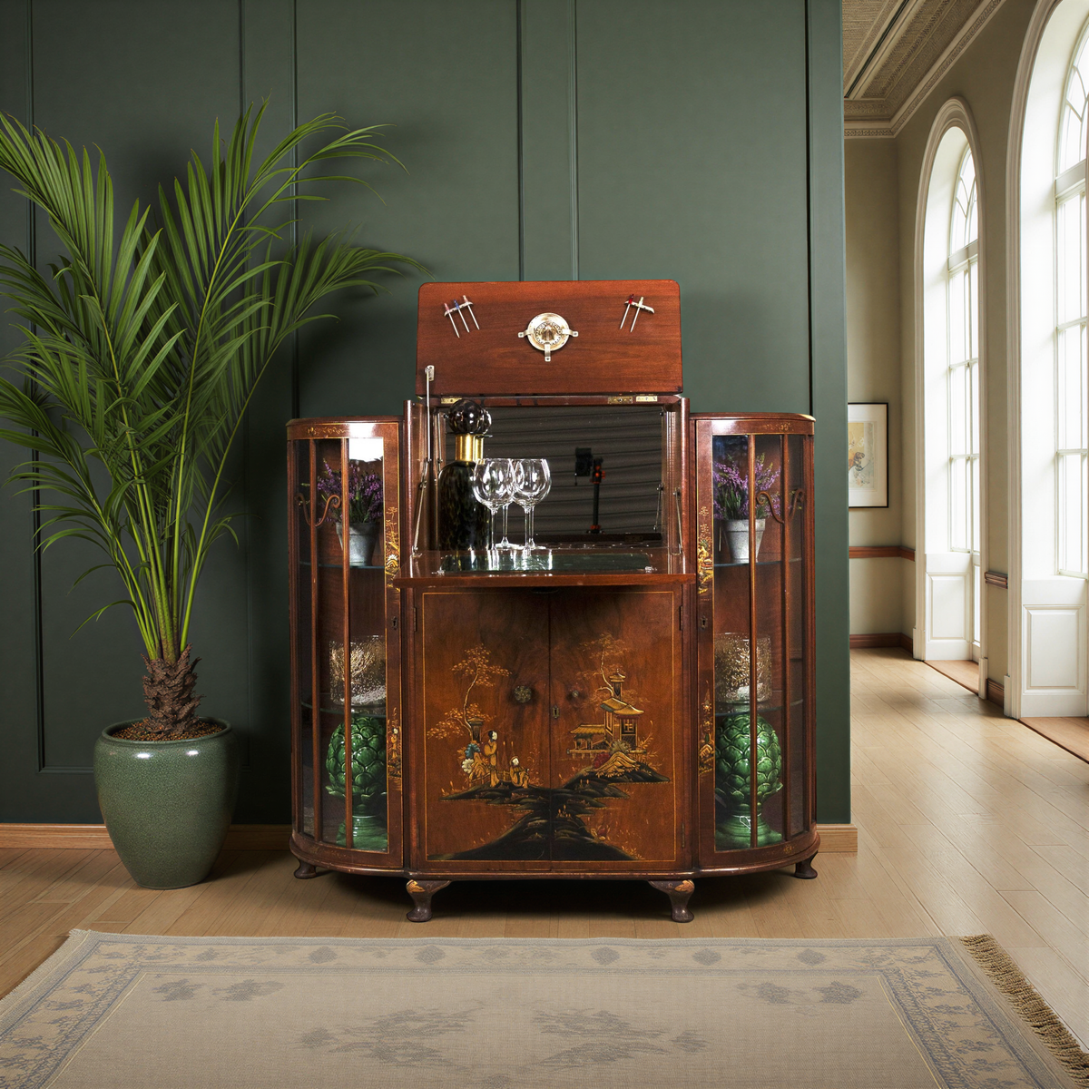 Vintage Chinese Painted Drinks Cabinet by Turnidge