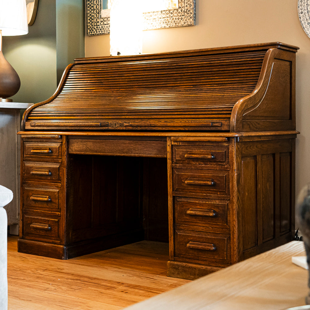 Vintage Oak Roll Top Desk