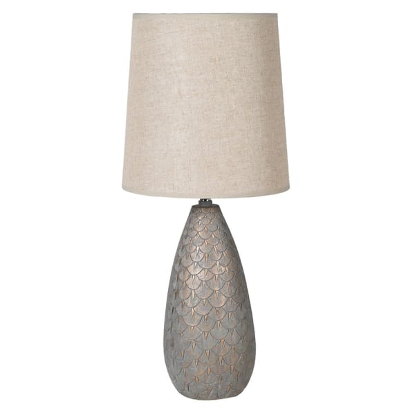 Vintage Scallop Table Lamp with Beige Shade