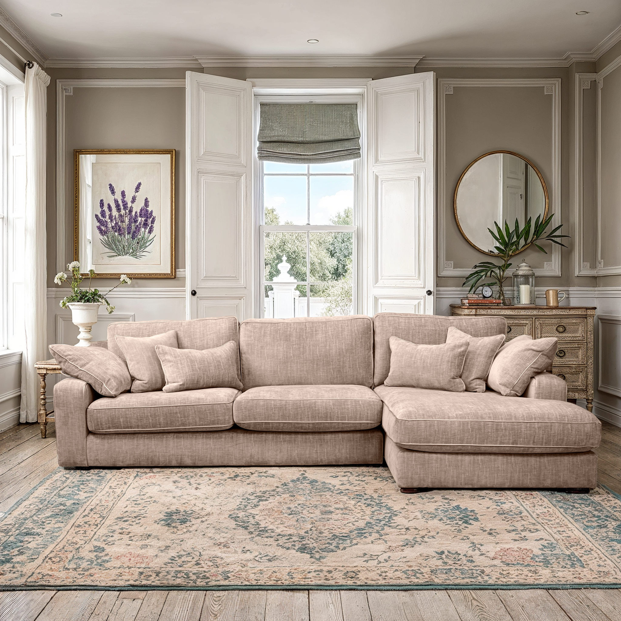 Marilyn Large Right-Hand Facing Chaise Sofa in Zelda Smoke (Standard Back)