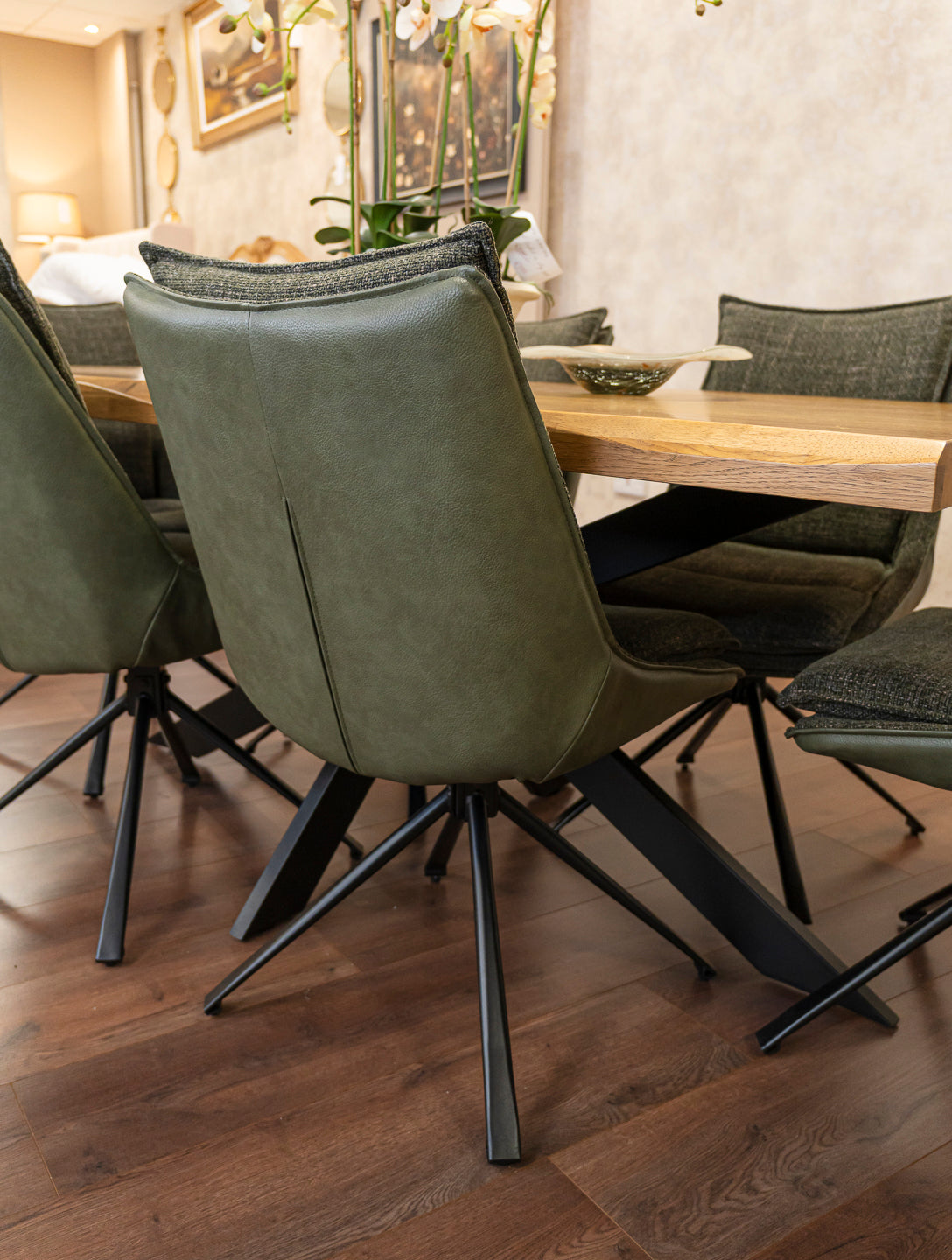 Redmond Dining Table 1.8M and Daly Green Dining Chair Bundle