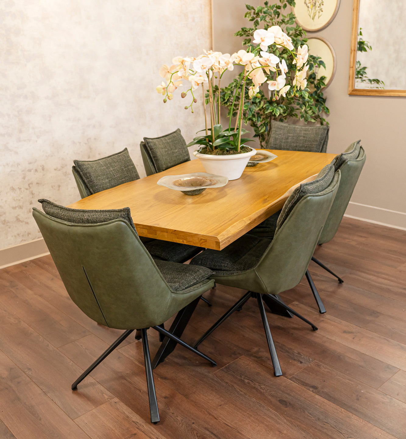 Redmond Dining Table 1.8M and Daly Green Dining Chair Bundle