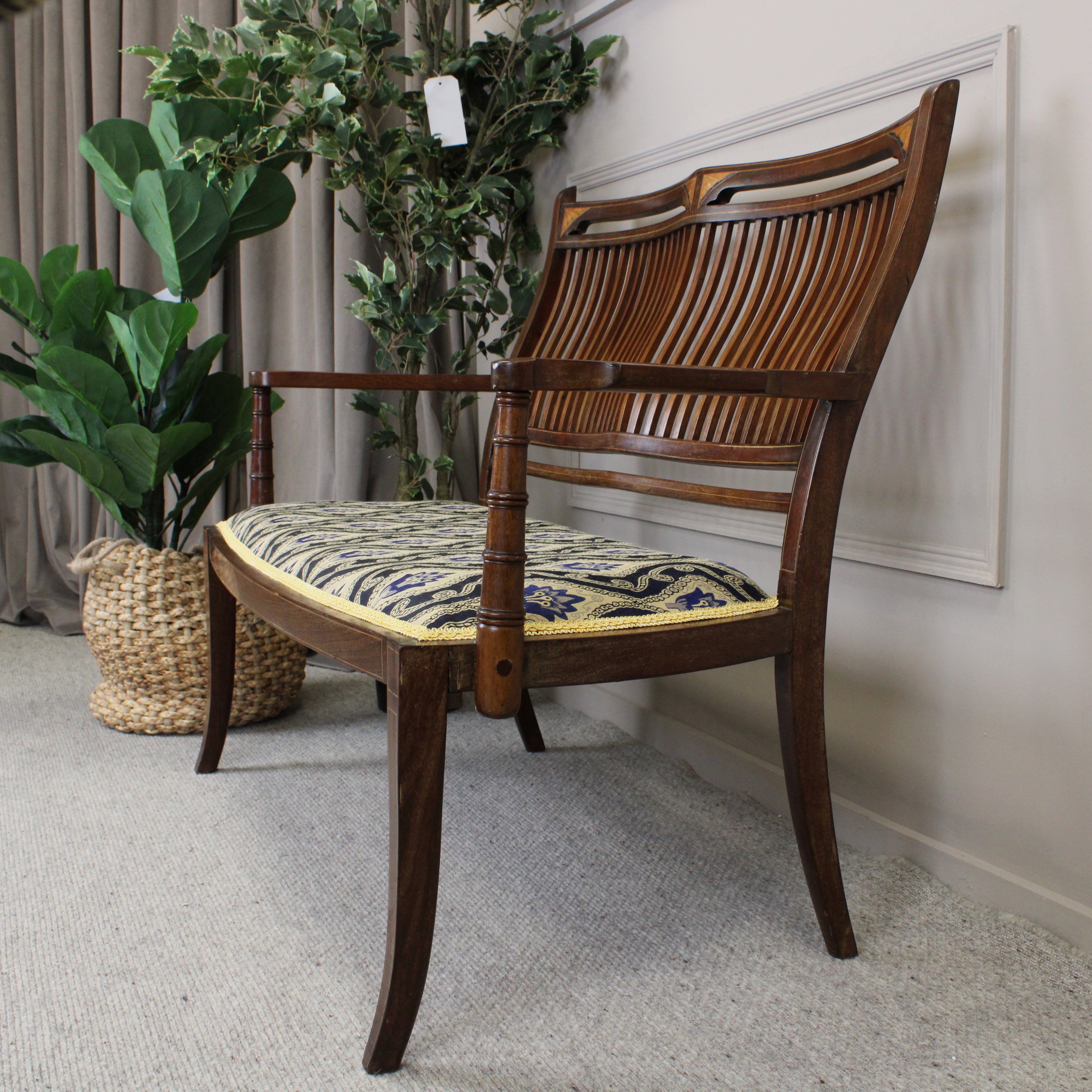 Edwardian Mahogany & Satinwood 2 Seater