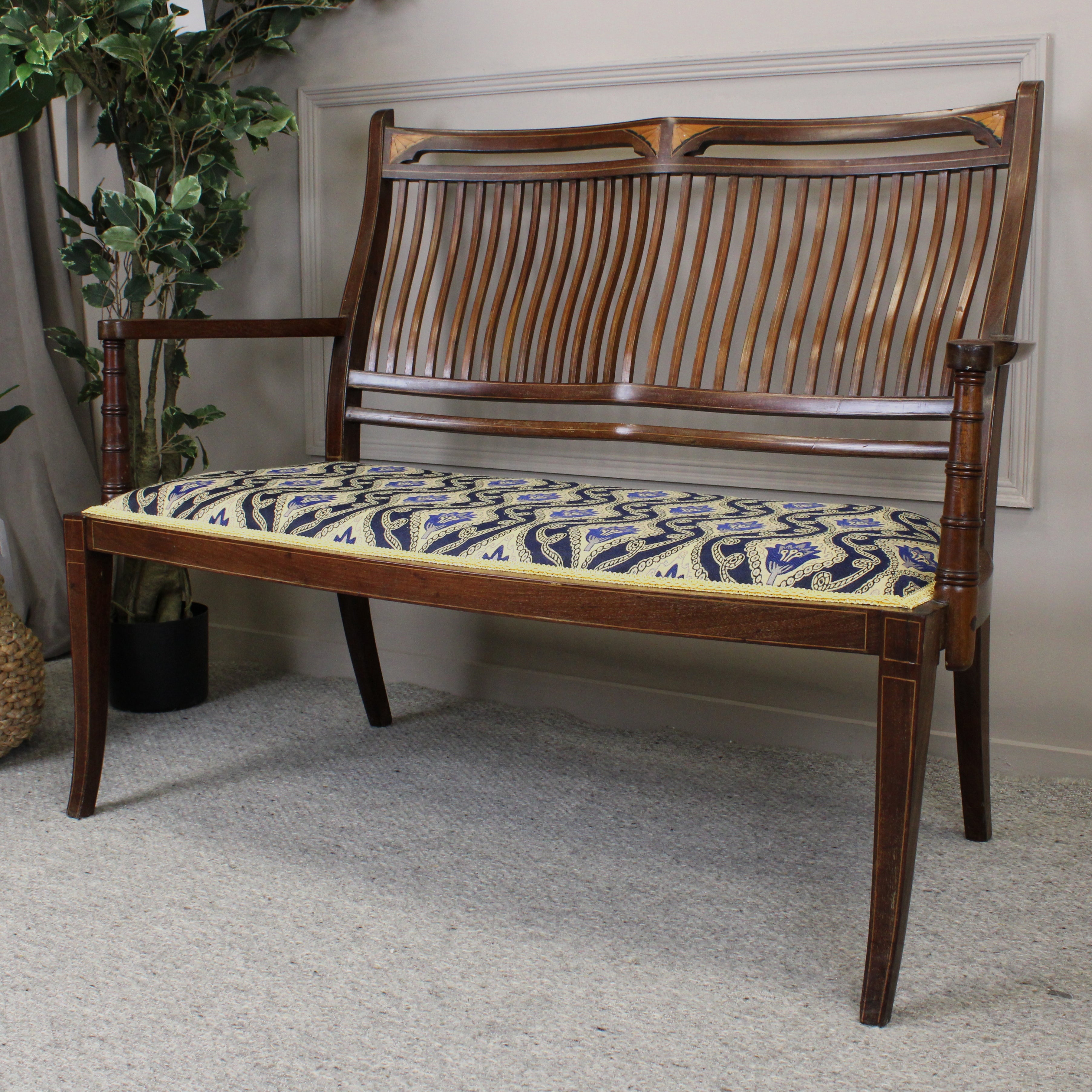 Edwardian Mahogany & Satinwood 2 Seater