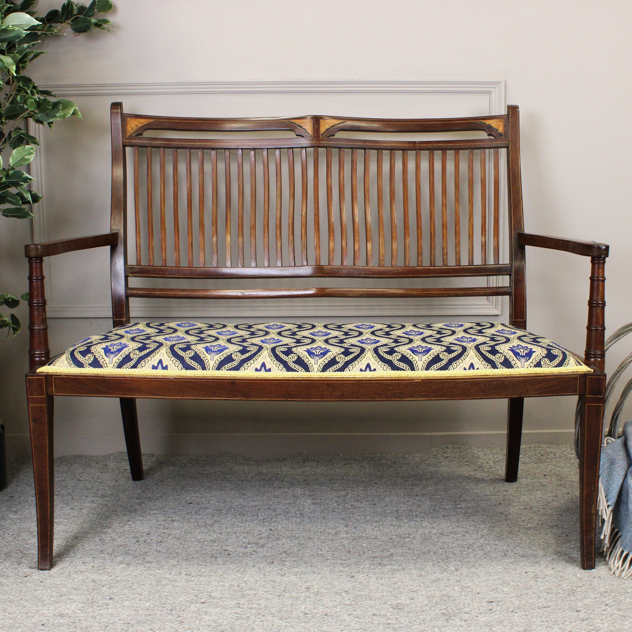 Edwardian Mahogany & Satinwood 2 Seater