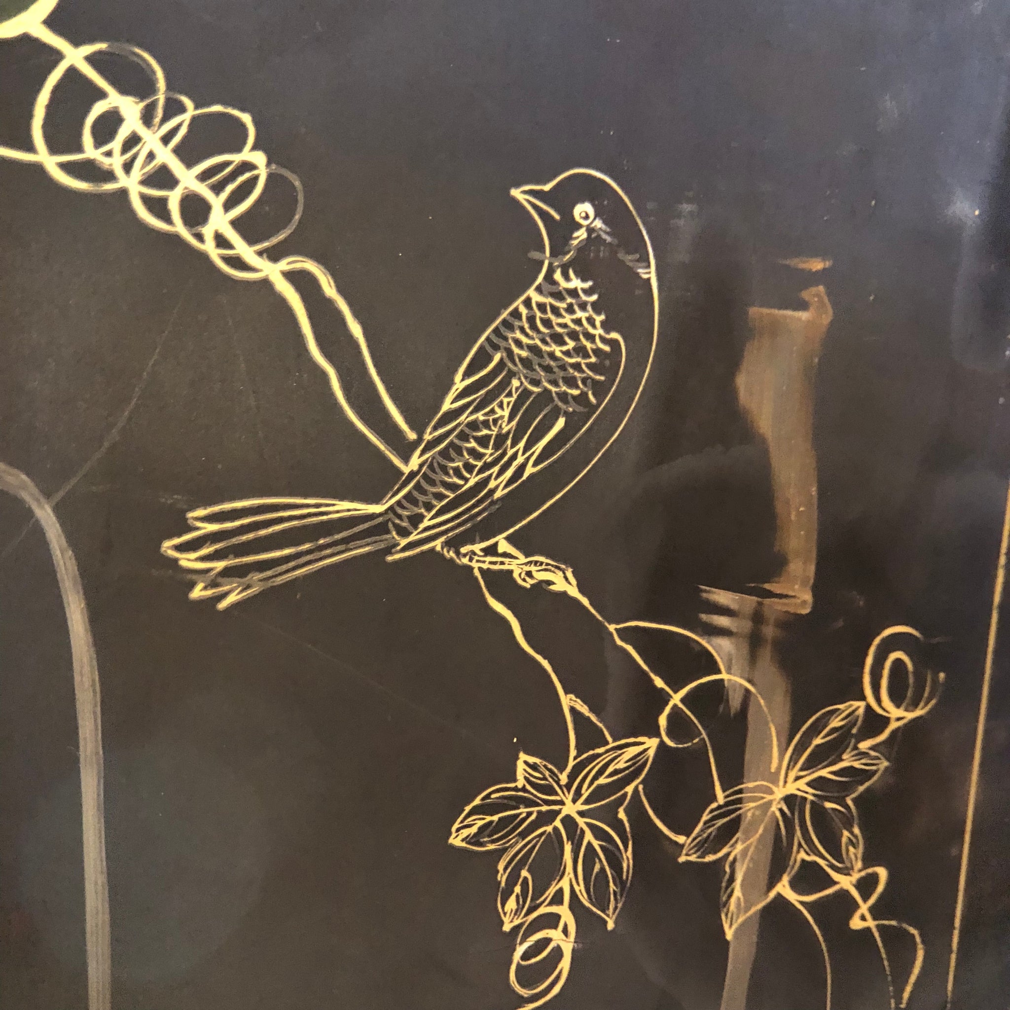 Chinese Black laquered Screen