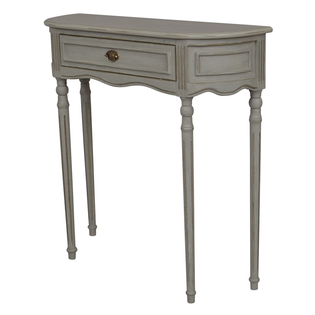 Heidi 1 Drawer Console Table Grey with Gold Distress