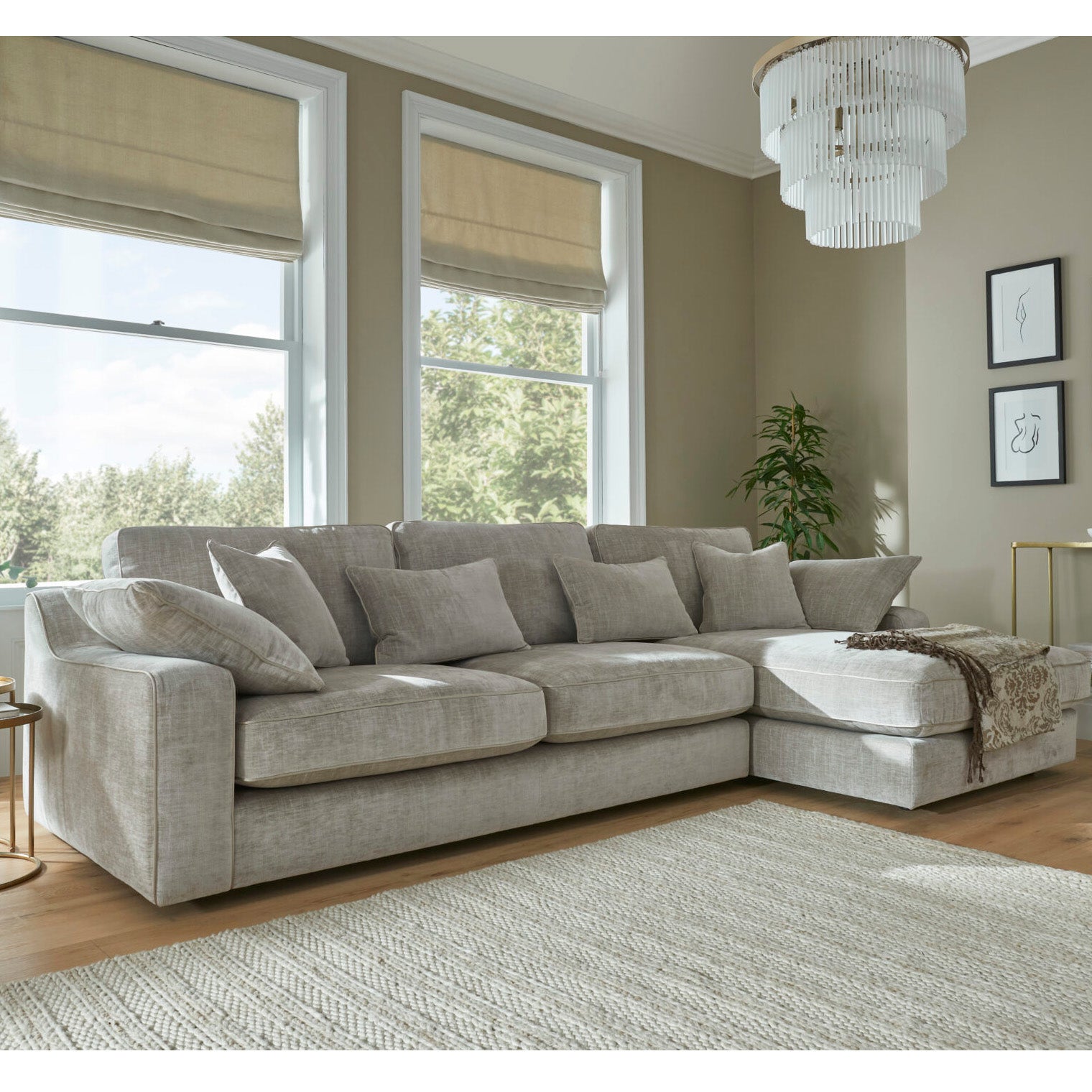 Marilyn Large Chaise Sofa LHF - Standard Back Zelda Smoke