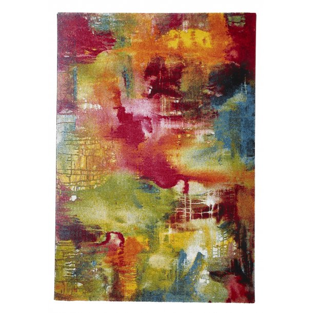 Sunrise Textured Abstract Rug in Red, Green, and Yellow