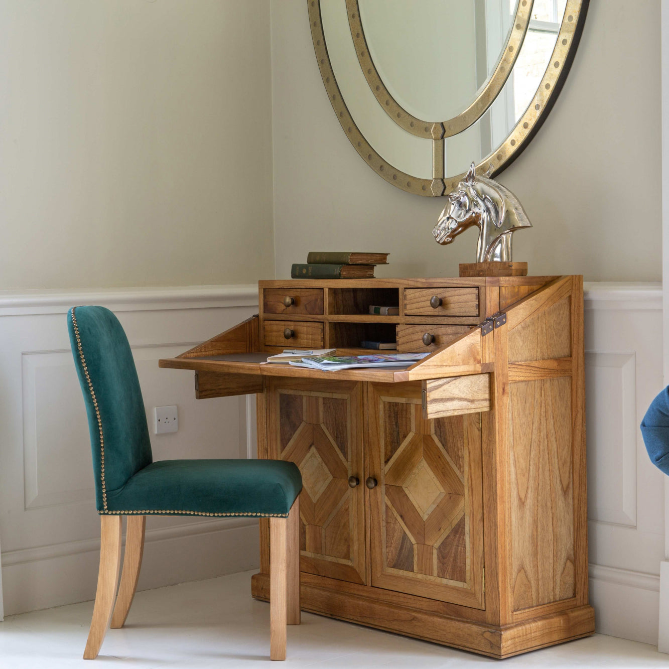 Beckett Campaign Desk with Marble Inlay