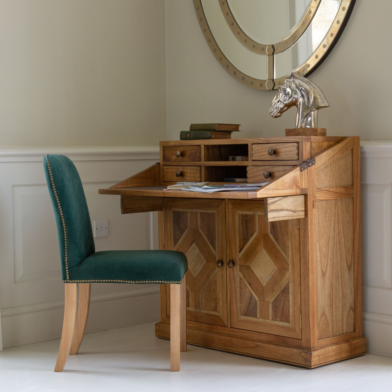 Beckett Campaign Desk with Marble Inlay