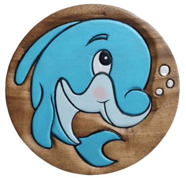 Childrens Handmade Wooden Stool -Dolphin