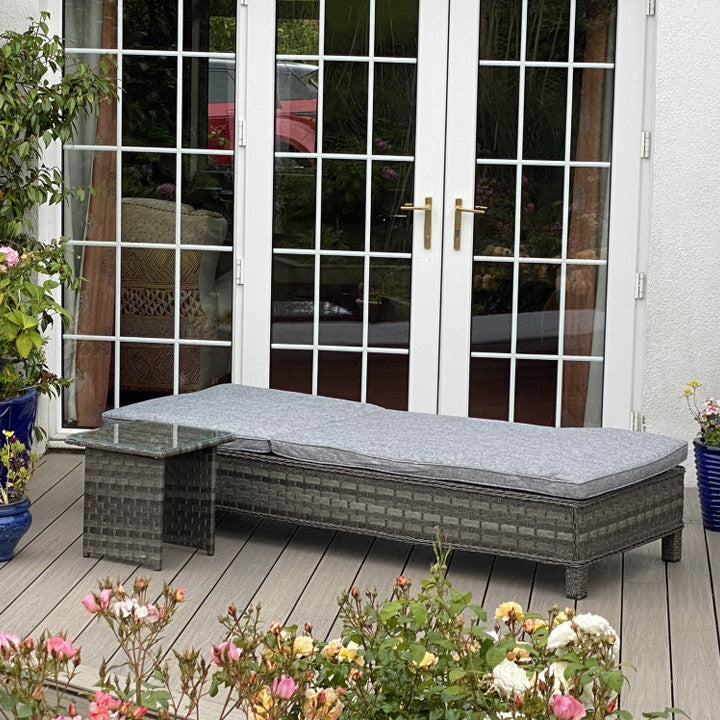 Boston - Lounger with Side Table (Dark Grey)