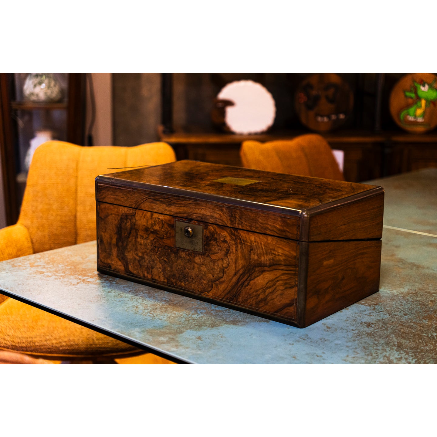 19th Century Brass Bound Walnut Writing Slope