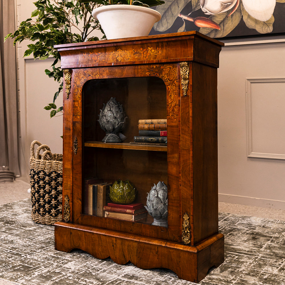 19th Century Walnut Marquetry and Gilt Brass Mounted pier Cabinet