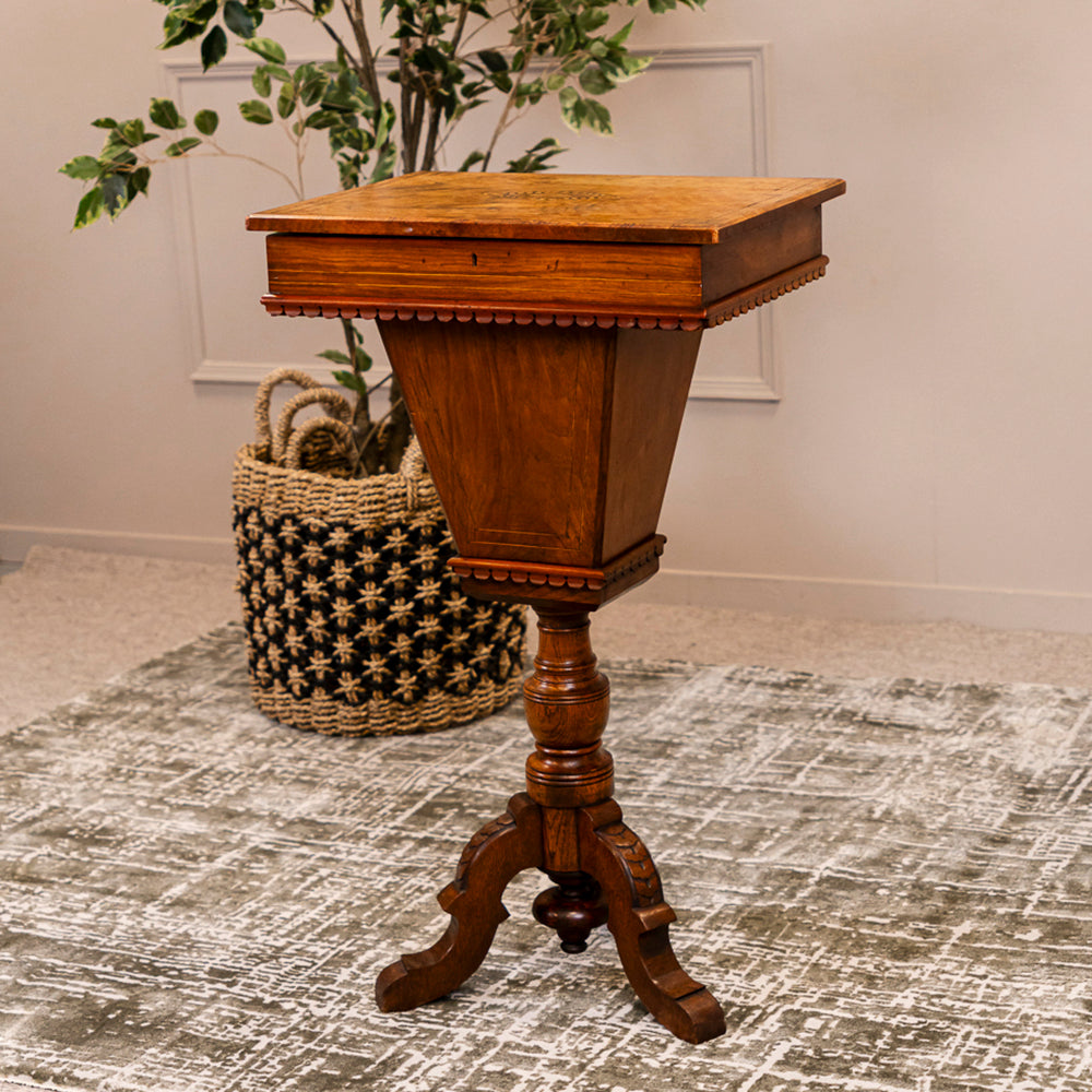 19th Century Walnut and Turnbridge Ware Work Box