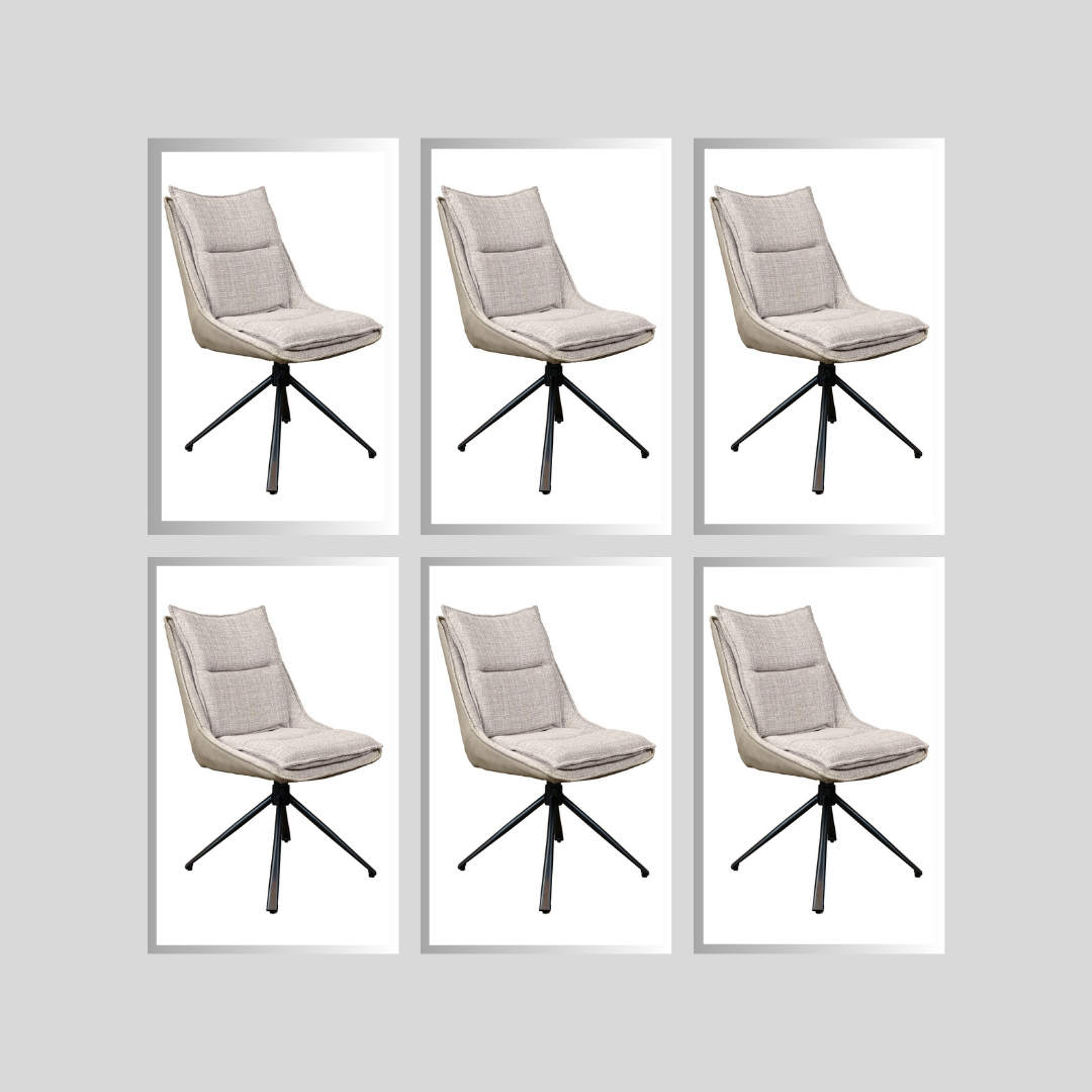 Daly Swivel Dining Chair Light Brown set of 6