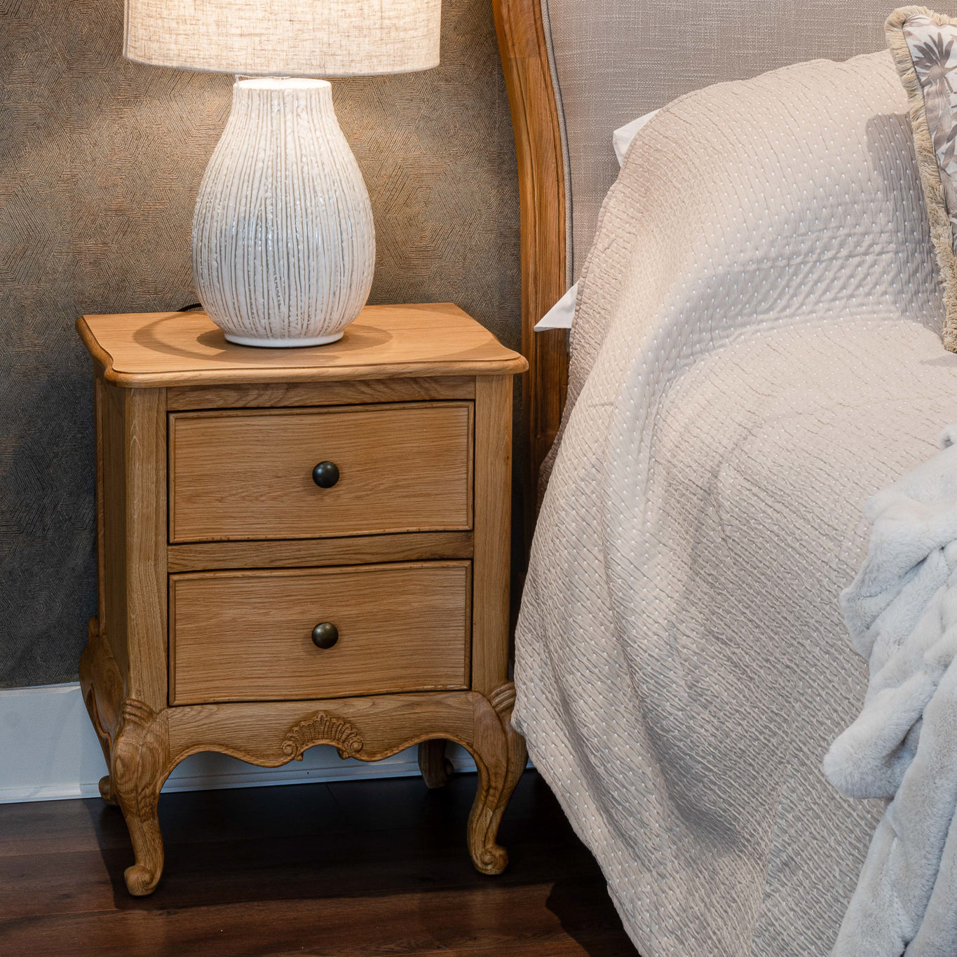 Bordeaux Bedside Locker Versailles Carved Oak Bedside Table Flanagan Kerins Flanagan Kerins