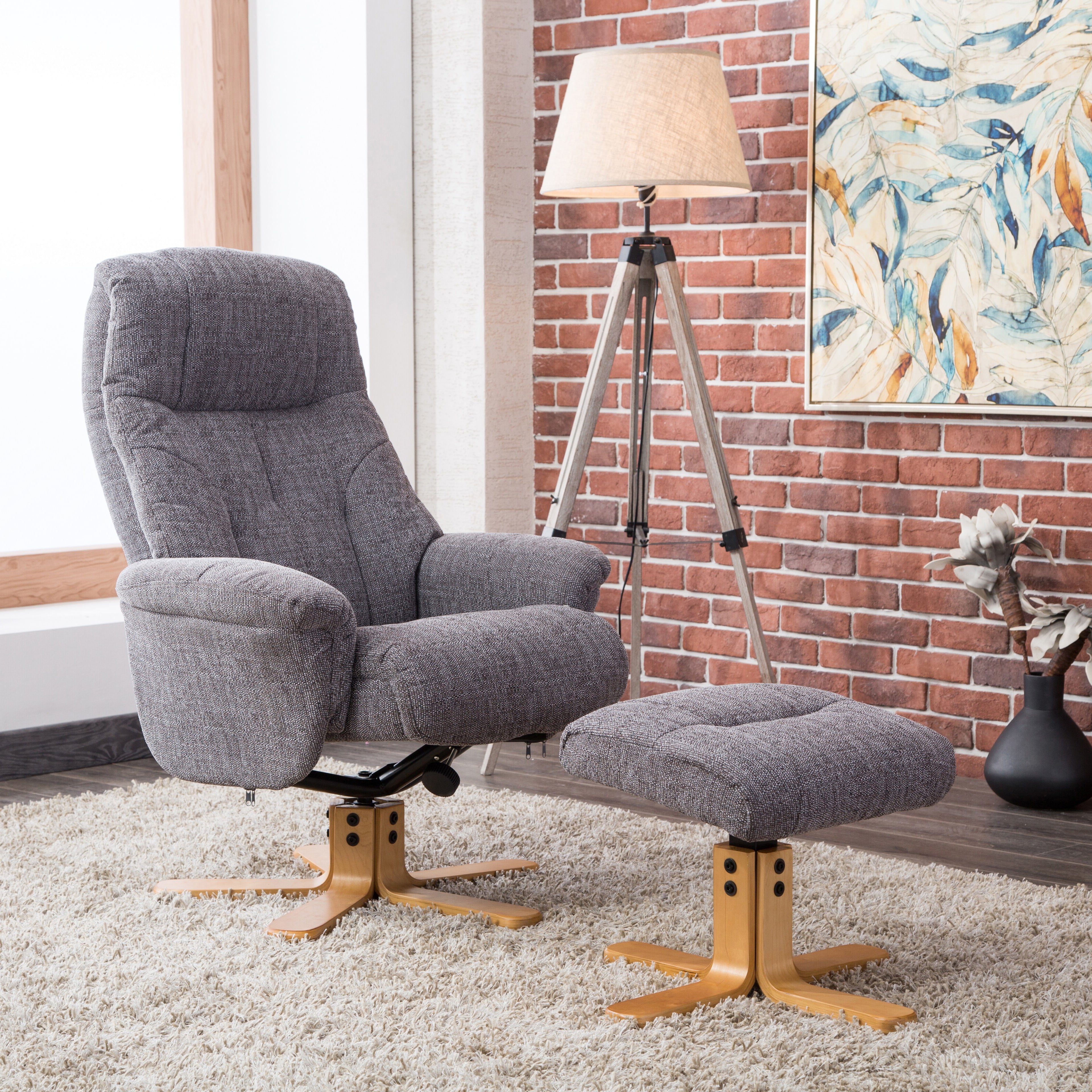 Dakota Swivel Recliner Chair With Matching Footstool