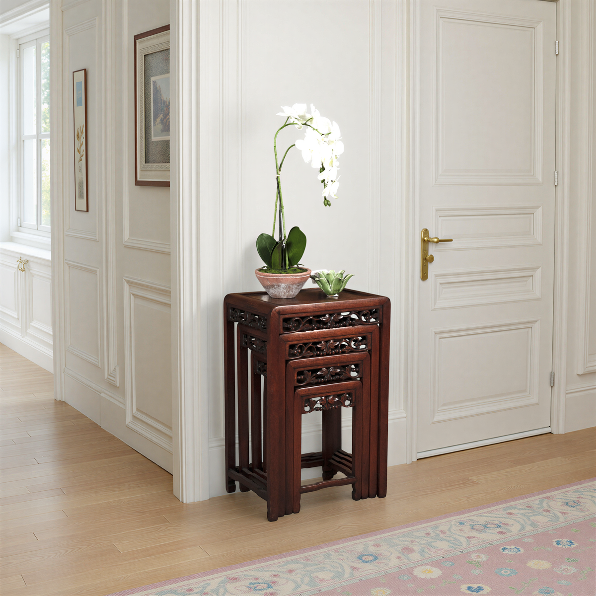 Set of 4 Hardwood Nest Occasional Tables