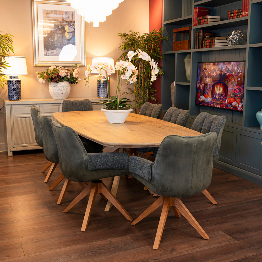 Giro Oak Swivel Dining Chair - Kelly Green