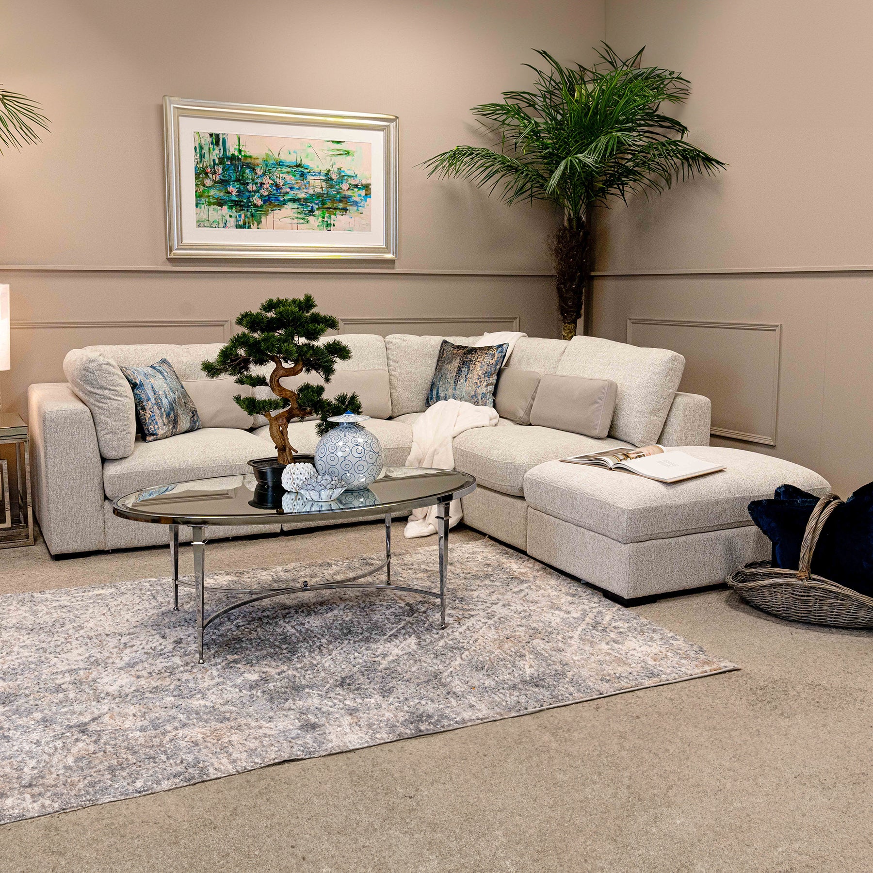 Hugo 5 Piece Sectional Corner Sofa Light Grey Flanagan Kerins