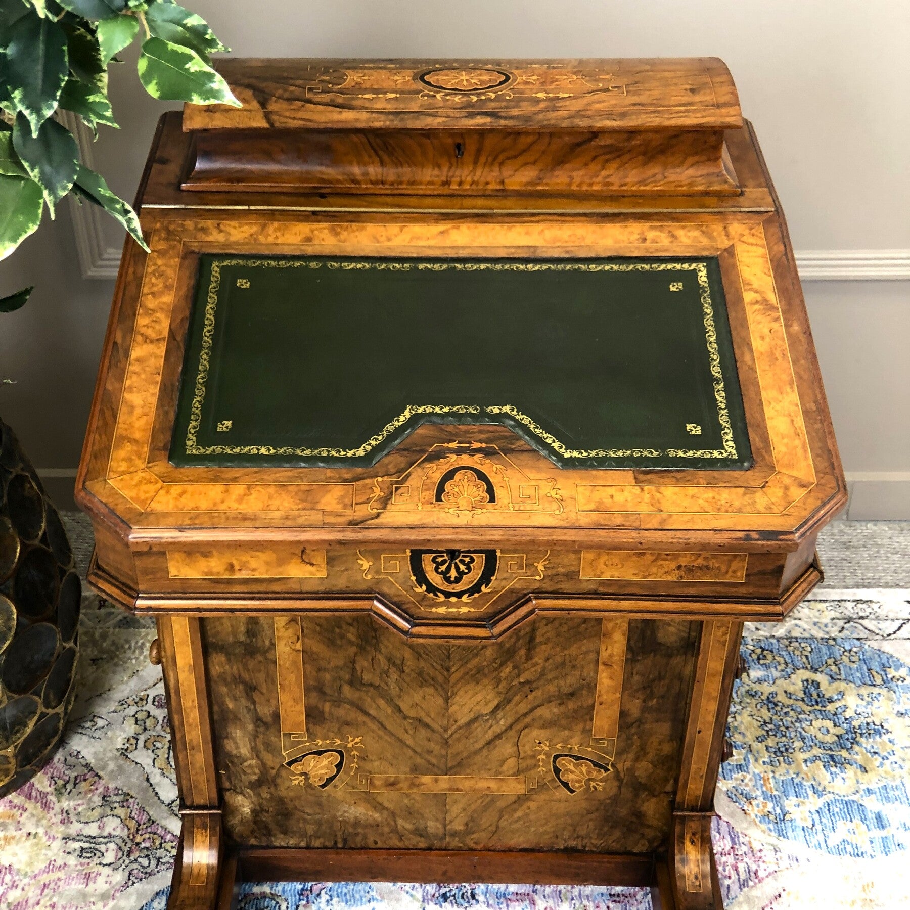 Victorian burr walnut davenport,