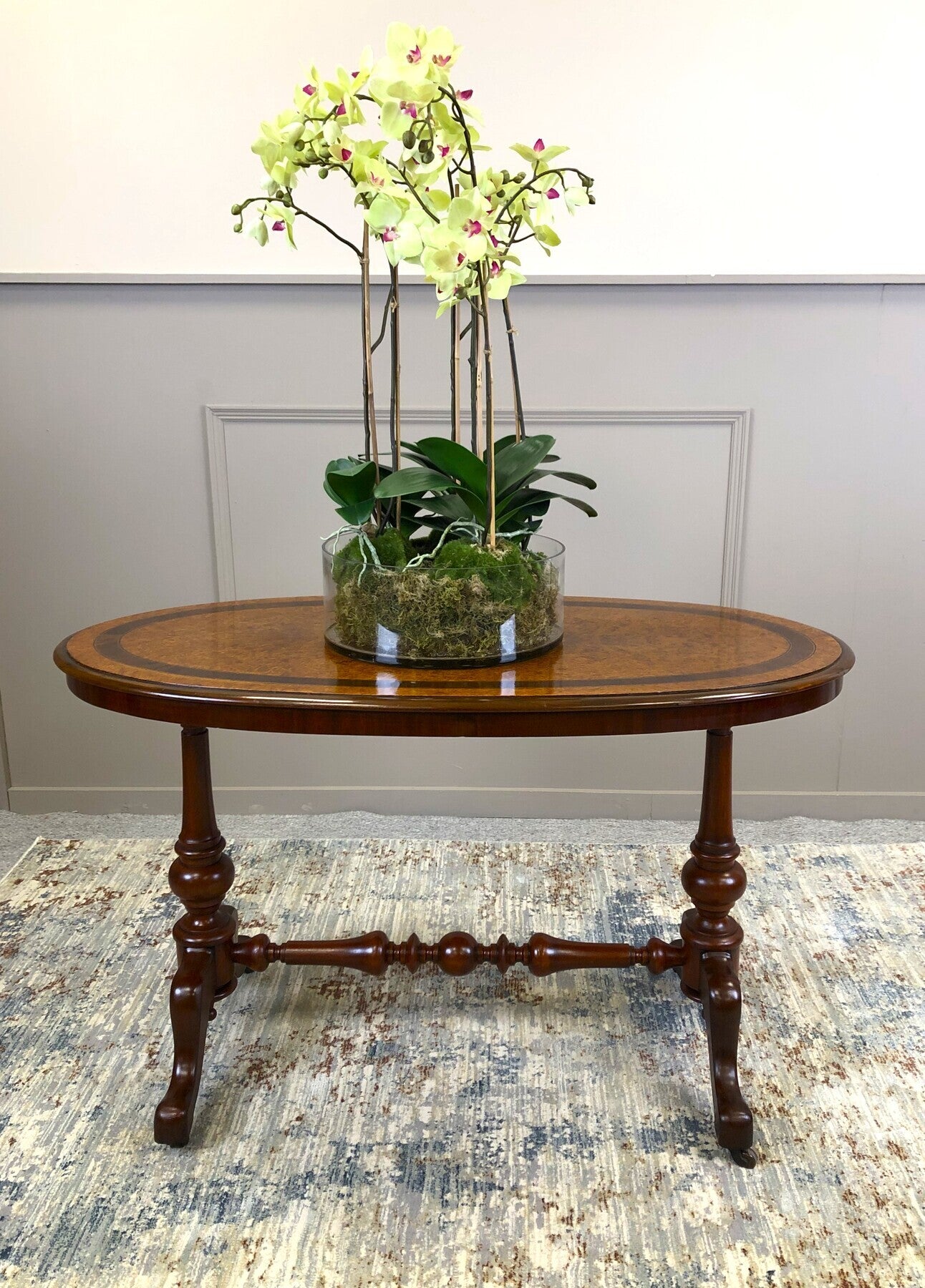 Victorian Burr Walnut and Rosewood Centre Table