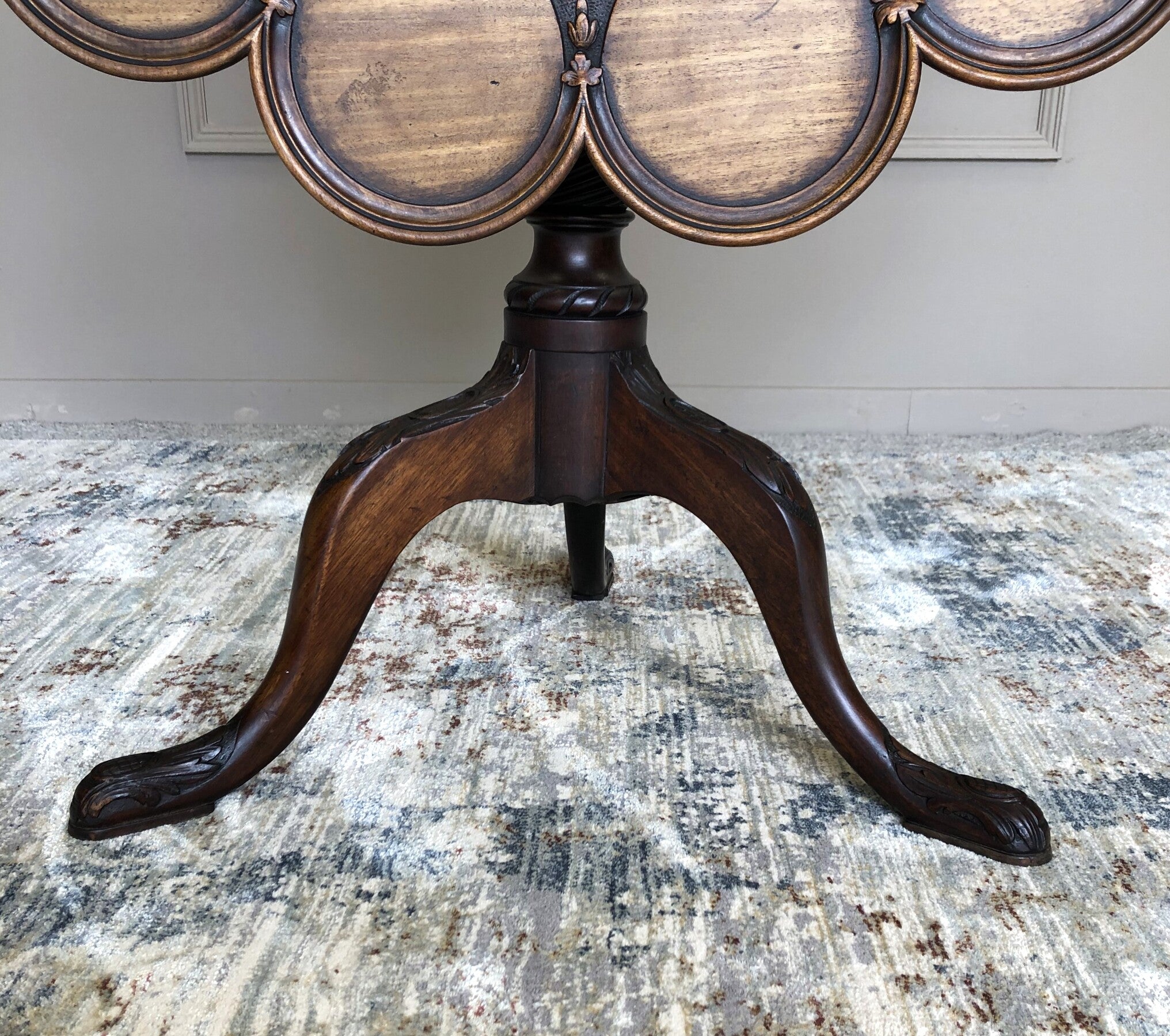 Victorian carved mahogany snap top occasional table