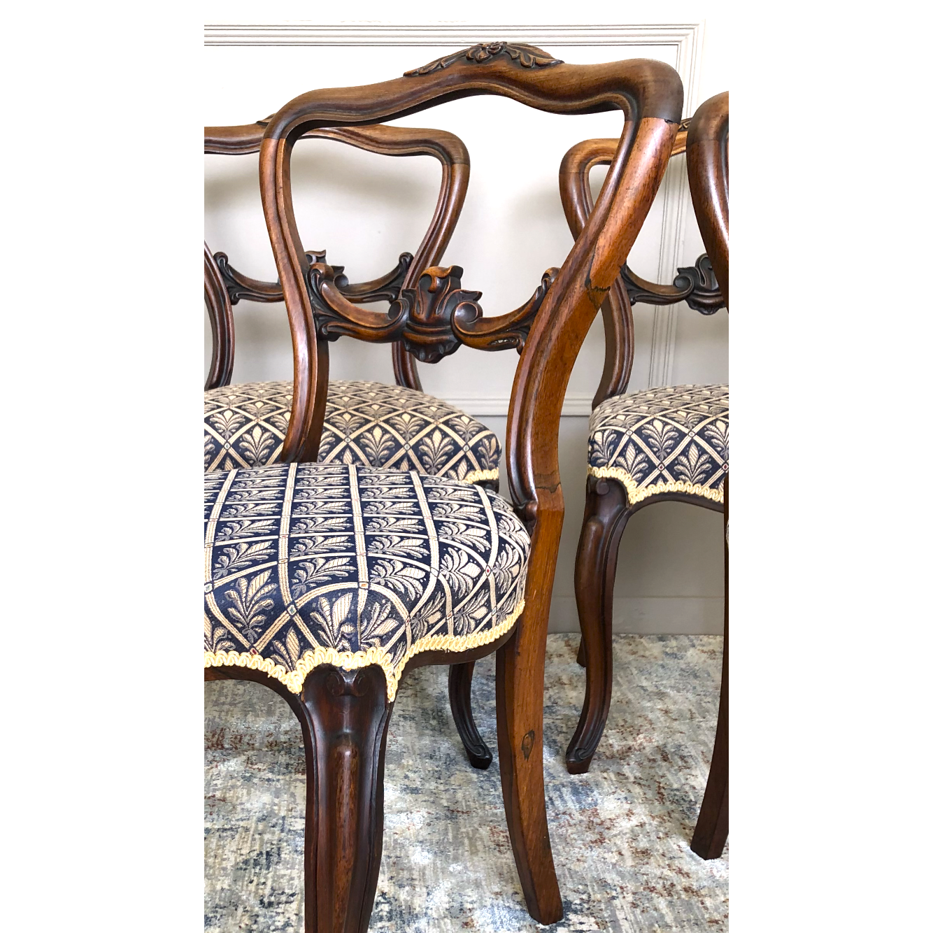 Set of 2 Victorian Rosewood Dining Chairs