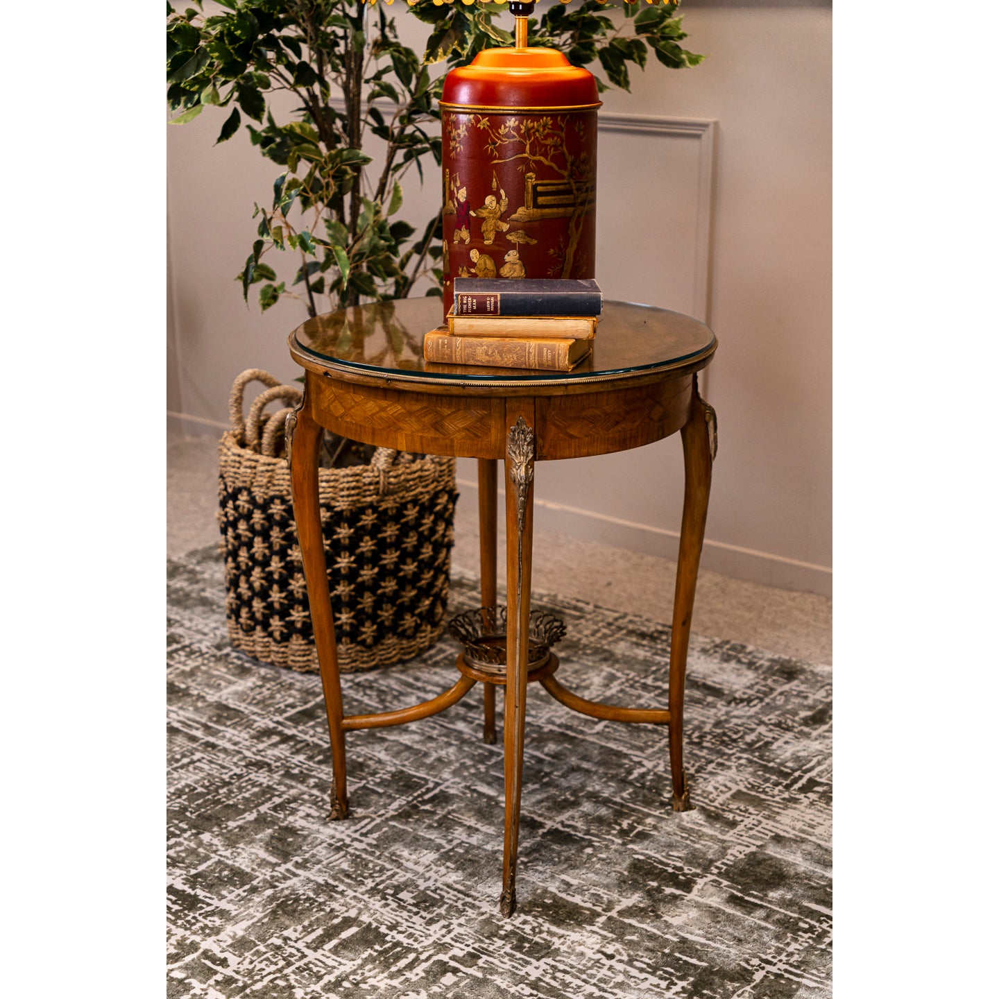 Kingwood Marquetry Occasional Table with Drawer