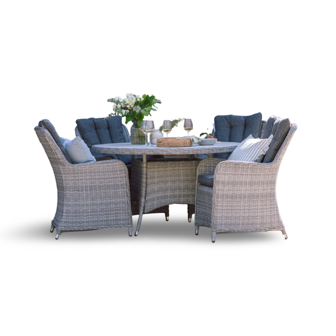 Muckross 4 Seater Round Dining Set – Grey