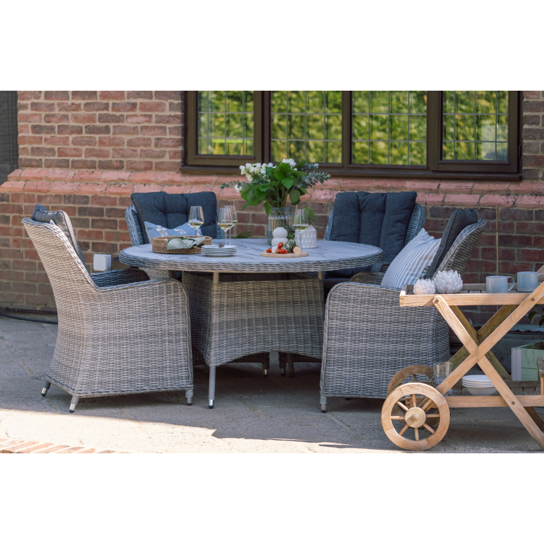 Muckross 4 Seater Round Dining Set – Grey