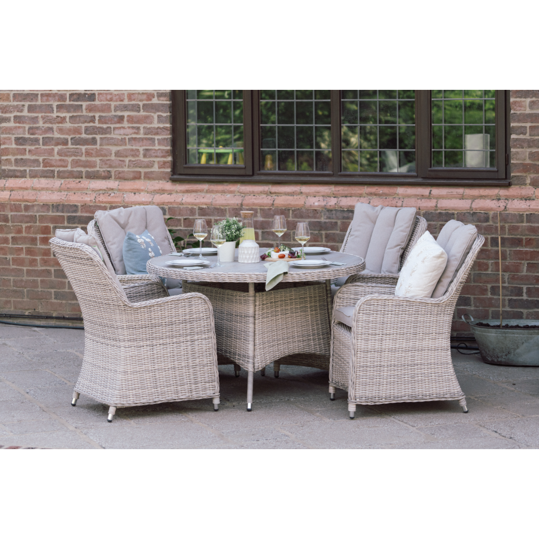 Muckross 4 Seater Round Dining Set – Natural