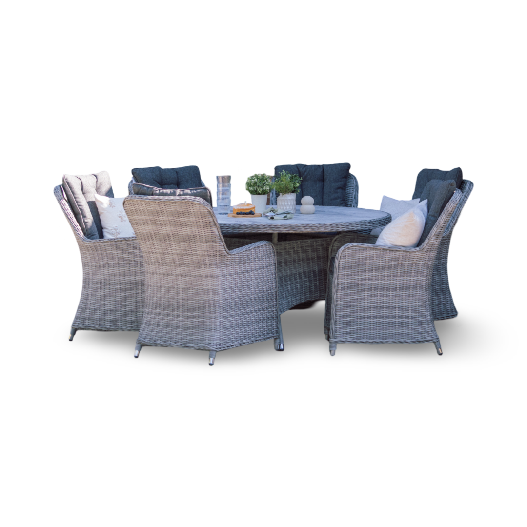 Muckross 6 Seater Round Dining Set – Grey