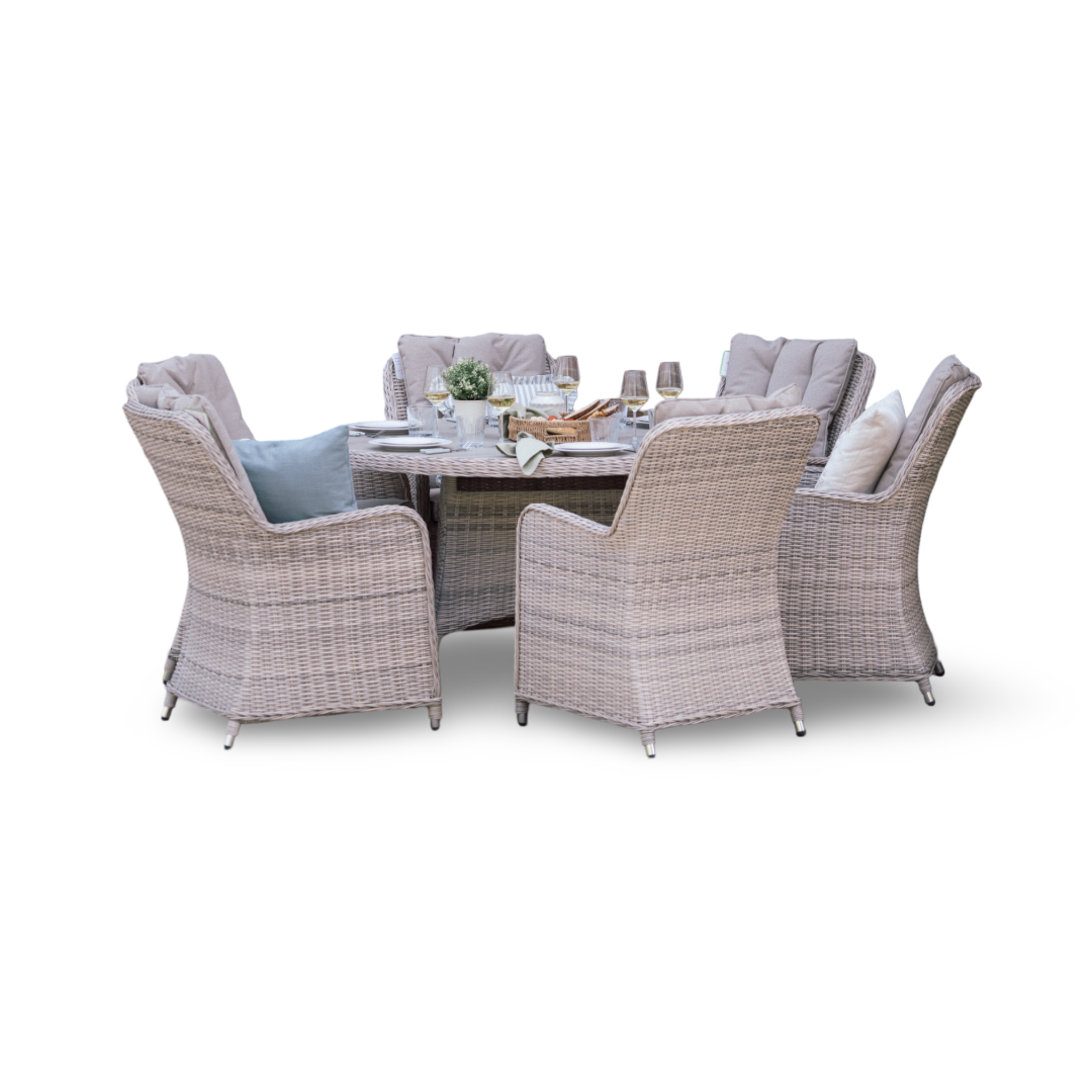 Muckross 6 Seater Round Dining Set – Natural