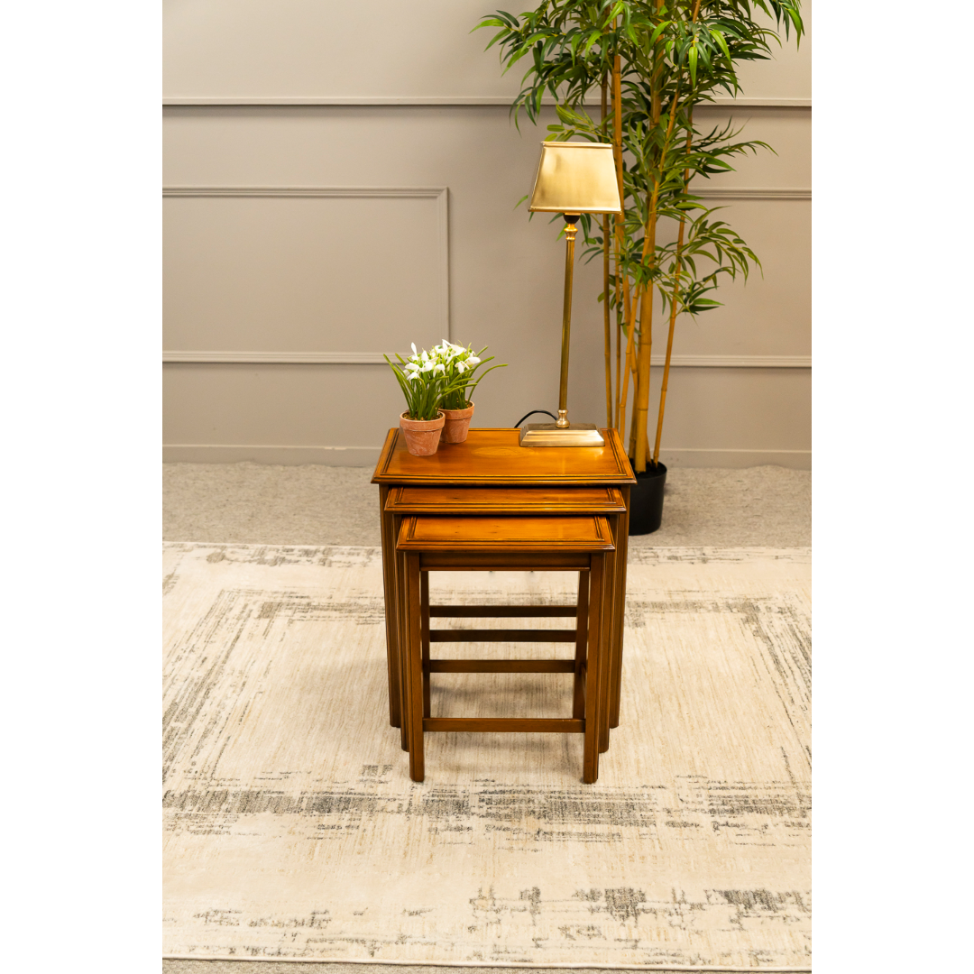 Nest of 3 Mahogany Inlaid Crossbanded Tables