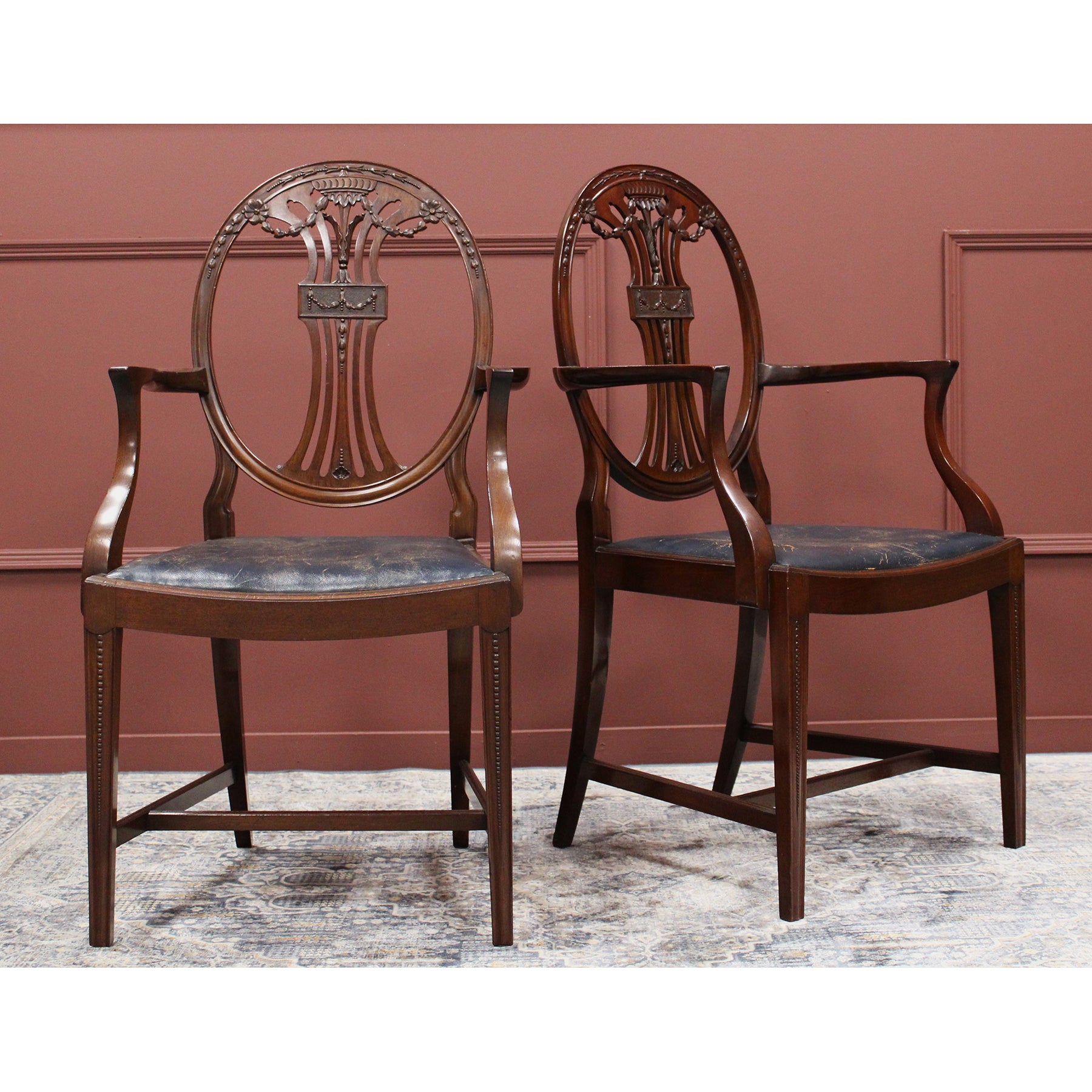 Pair of Hepplewhite Design Carver Chairs