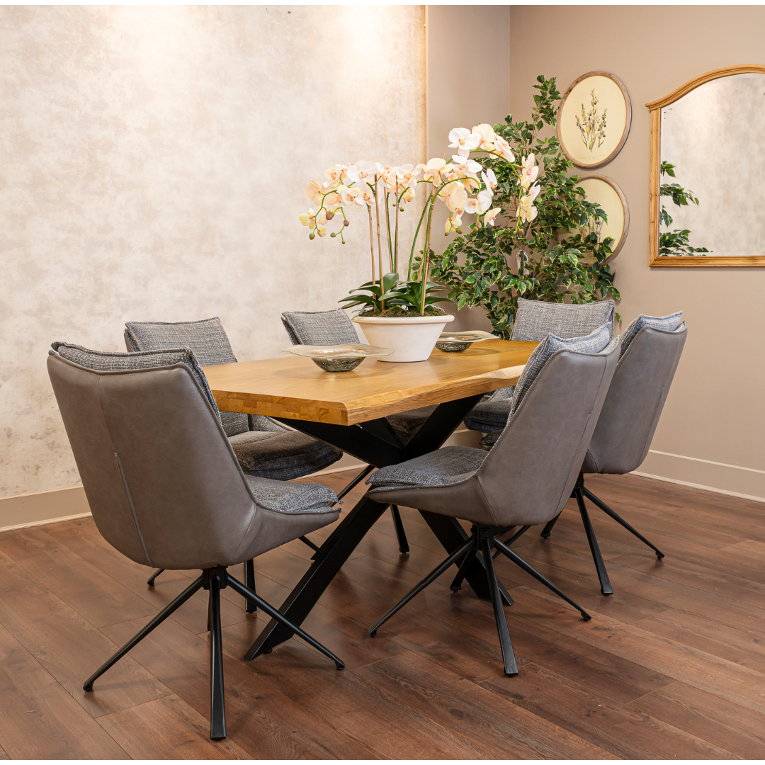 Redmond Dining Table 1.8M & Grey Daly Chairs x 6