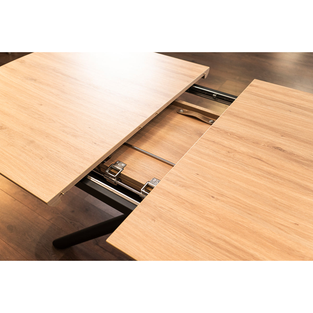Sandy Extendable Table Sandy Extending Dining Table and x6 Anna Dark Grey Dining Chairs ...