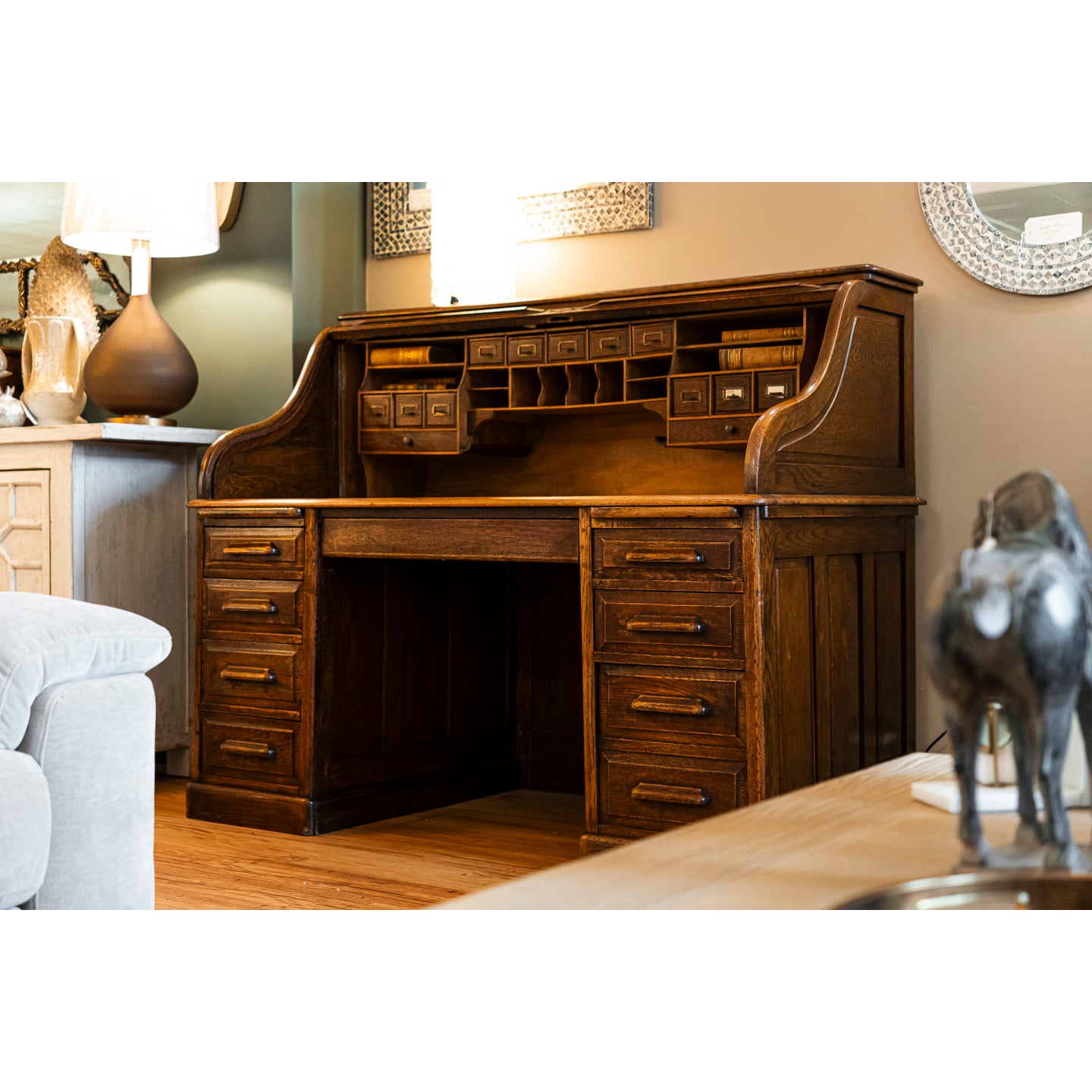 Vintage Oak Roll Top Desk